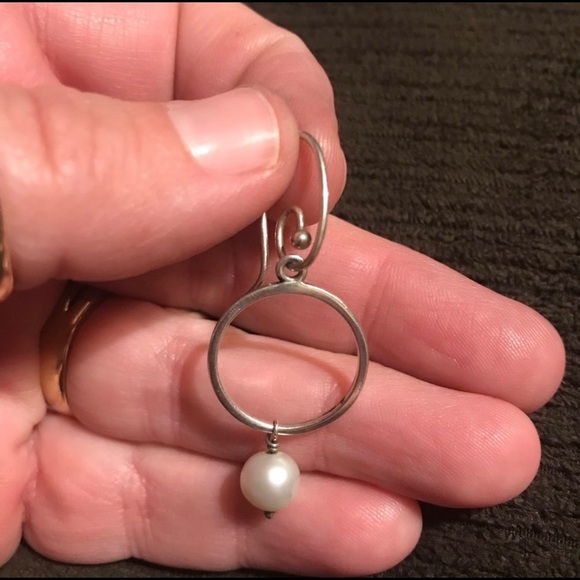 Pandora Earrings, Sterling Silver and Pearl - Picture 2 of 4